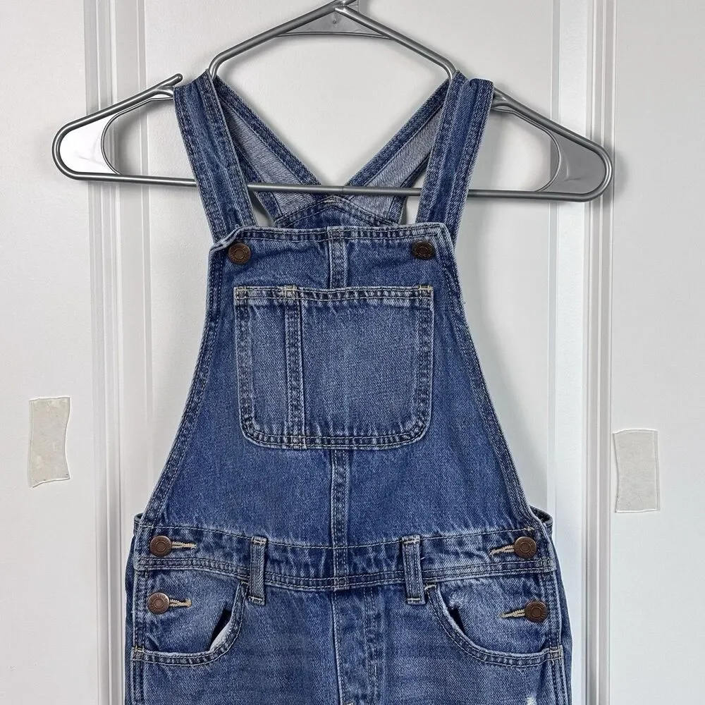 Old Navy Unisex 8 Denim Overalls Distressed Blue Jean Bib 100% Cotton Farmhouse